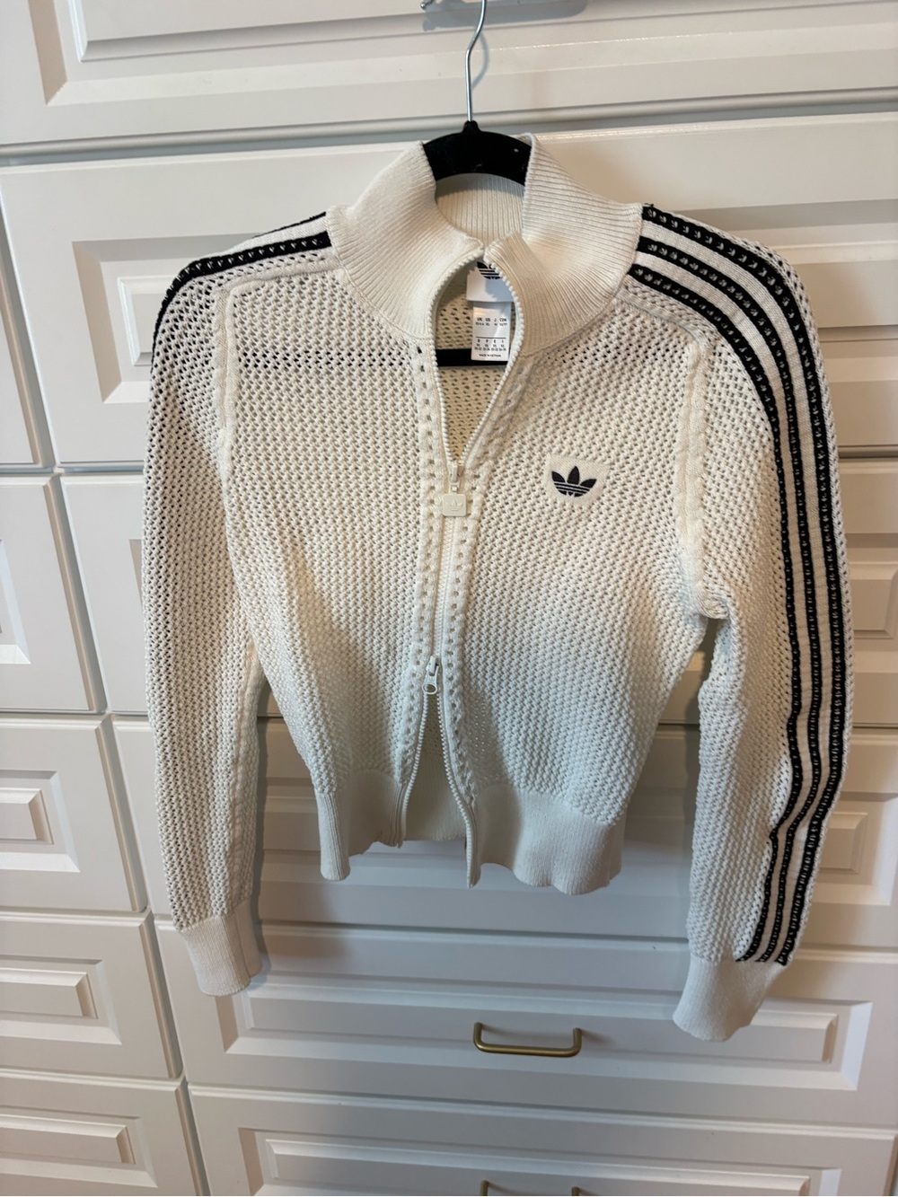 adidas Cream and Black Knit Zip-Up Track Jacket - Picture 2 of 4